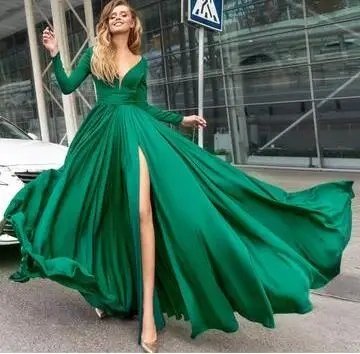 Full Sleeves Prom Dresses Chiffon 2020 