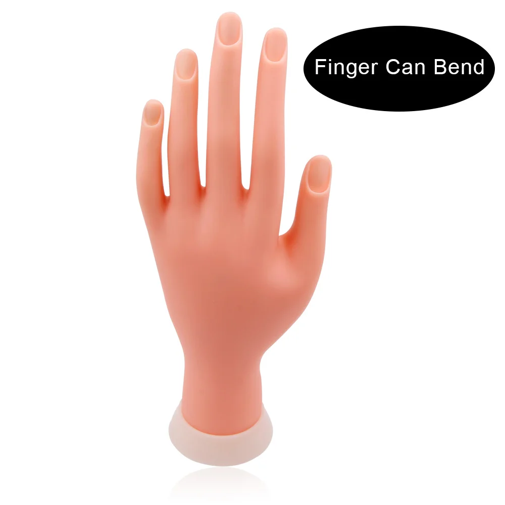 1Pcs Nail Art Training Display Model Hand Soft Flexible Silicone Salon Practice Bendable Mannequin DIY False Hand Manicure Tools - Цвет: Finger can bend