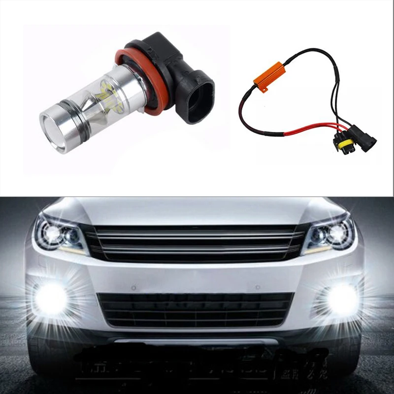 

BOAOSI 1x H8 H11 Car Canbus Bulbs Reflector Mirror Design Fog Lights No Error For Audi A3 A4 A5 S5 A6 Q5 Q7 TT
