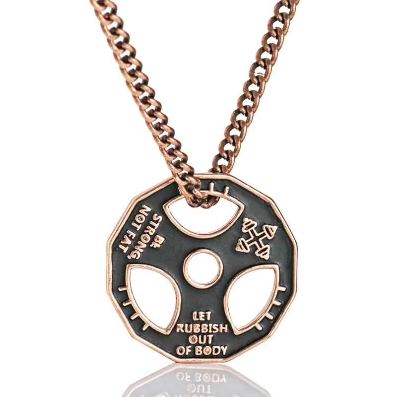 Weight Plate Pendant Necklace Stainless Steel Chain Fitness Barbell
