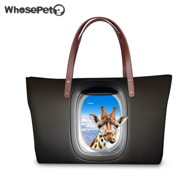 Whosepet Nylon Tote Bags Women Designer Animals Air Tourism Whosepet Nylon Tote Bags Women Designer Animals Air Tourism Printing Handbags Waterproof Large