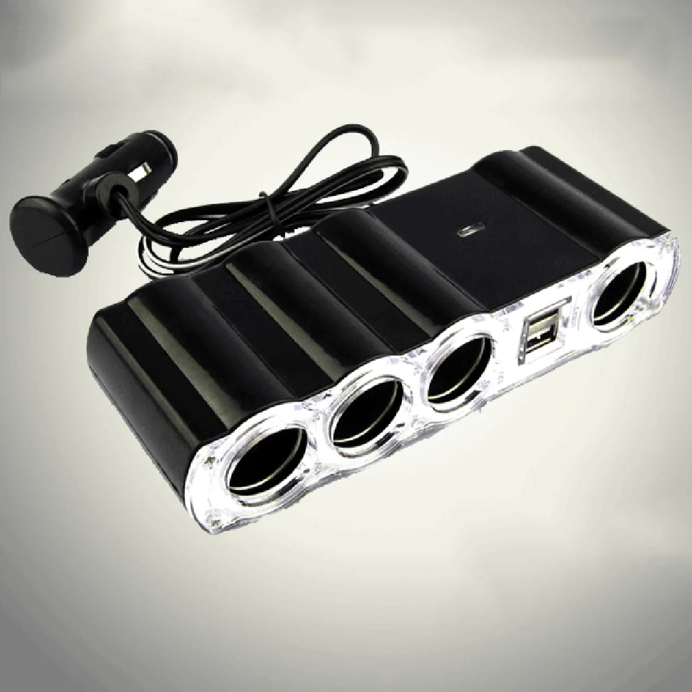4 полосная розетка для автомобильного прикуривателя разветвитель с 2 usb портами