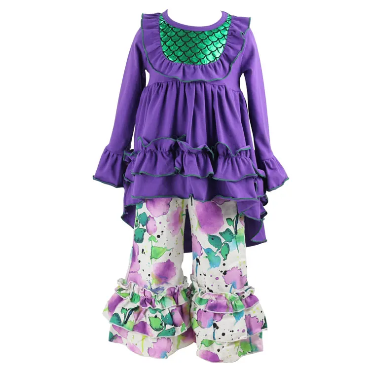 Комплект одежды для девочек детские рубашки с рюшами, платье и штаны, комплект из 2 предметов для малышей, топ с рюшами и расклешенными штанами комплекты одежды для девочек