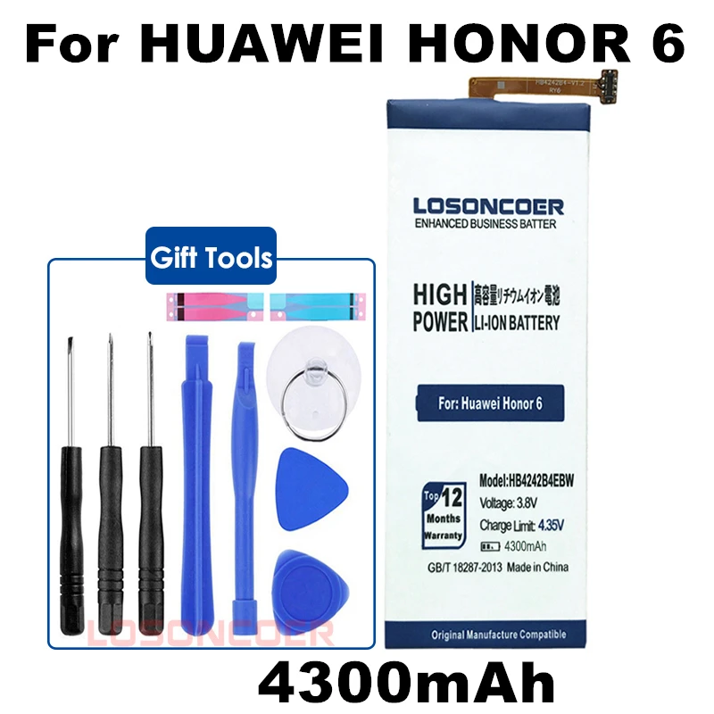 

LOSONCOER 4300mAh HB4242B4EBW for Huawei Honor 6 Battery H60-L01 H60-L02 H60-L11 H60-L04 Honor 4X Che2-l11