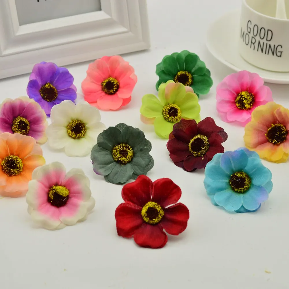 

50pcs cheap Artificial flowers silk cherry for handicrafts Home wedding decoration diy gift Stamens for needlework chrysanthemum