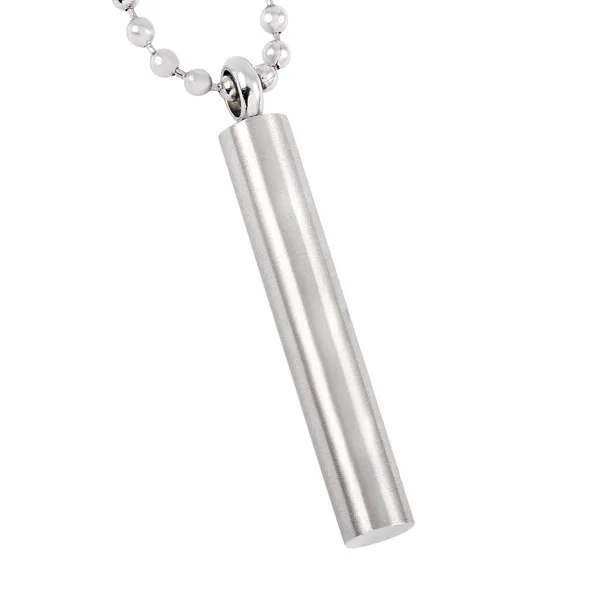 IJD8463 Engravable Blank Long Tube Cremation Pendant Hold Ashes