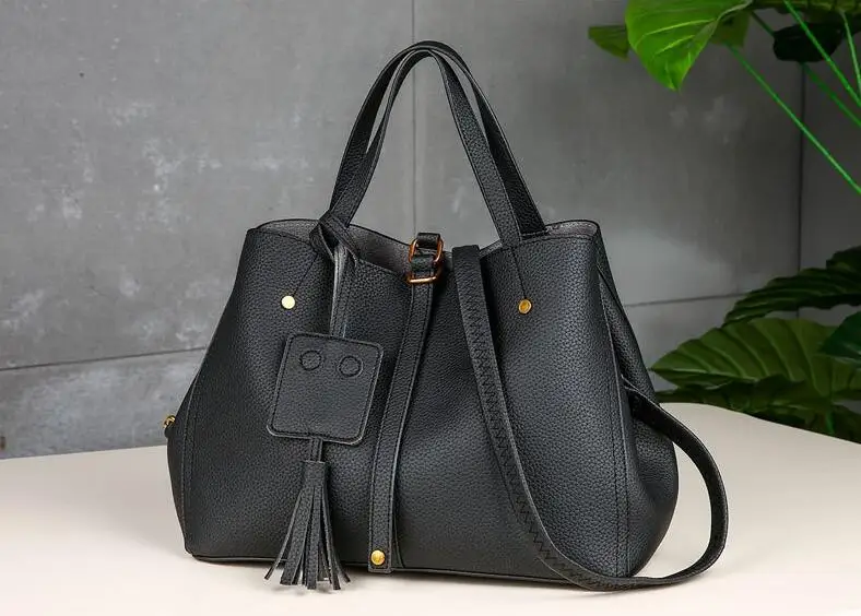 Для женщин кисточкой сумка 2018 Твердые сумочка, сумка на плечо высокое Ёмкость женский Брендовая дизайнерская обувь сумка hls24