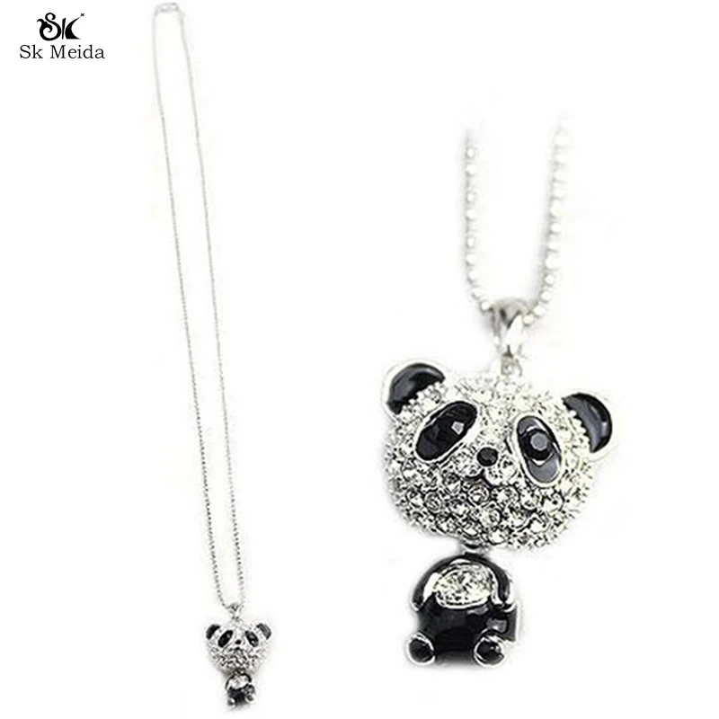 Подвеска панды Pretty эмалированная Женская ожерелье с кристаллами аксессуары для
