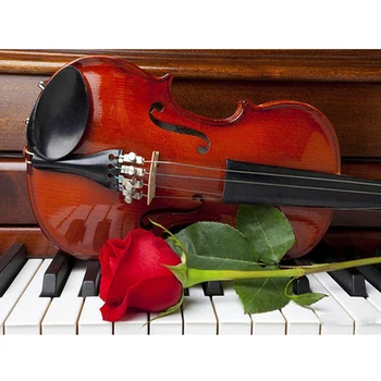 

5D Diamond Embroidery Piano Roses Diy Diamond Painting Cross Stitch Full Mosaic Square Rhinestones Needleworks JS2417