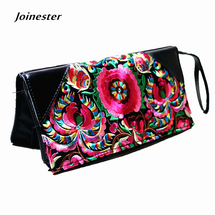 floral embroidered clutch bag