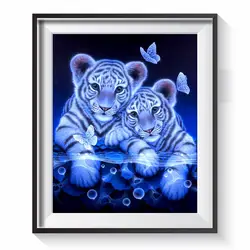 5D DIY алмазная живопись белый тигр вышивка круглые алмазные украшения настенные наклейки гостиная WXV распродажа