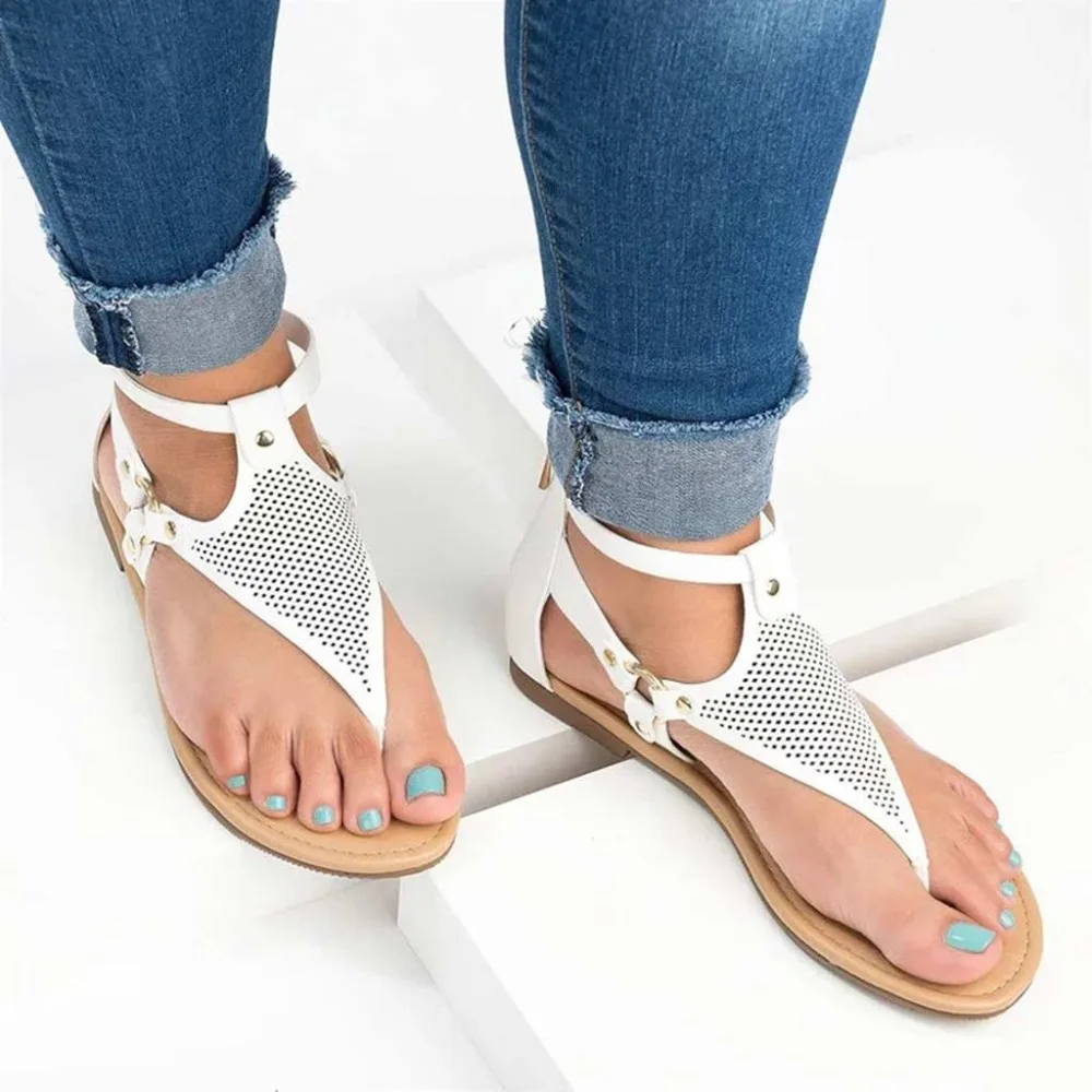 Flats casual shoes woman sandals female 2019 fashion lighted flat with women shoes solid clip toe hollow women sandals plus size (13)