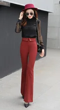 Women Pants Office Ladies Elastic Micro Flare Pants 2017 Fall Winter Bell Pants Capris Female Trousers