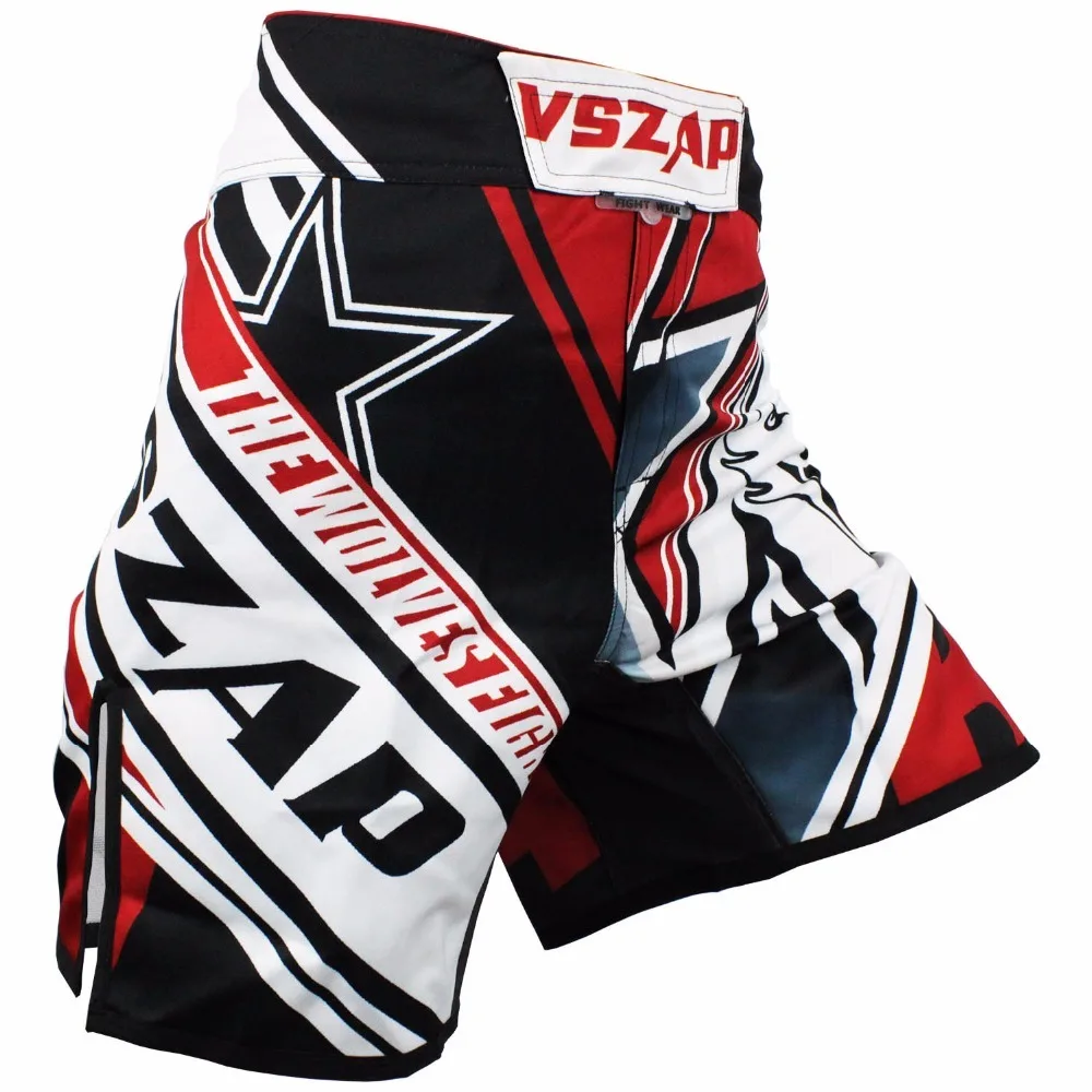 VSZAP Boxing Shorts MMA Boxing Men's Muay Thai Boxing Shorts Printing MMA Shorts Fight Grappling Short Polyester Kick Gel Thai