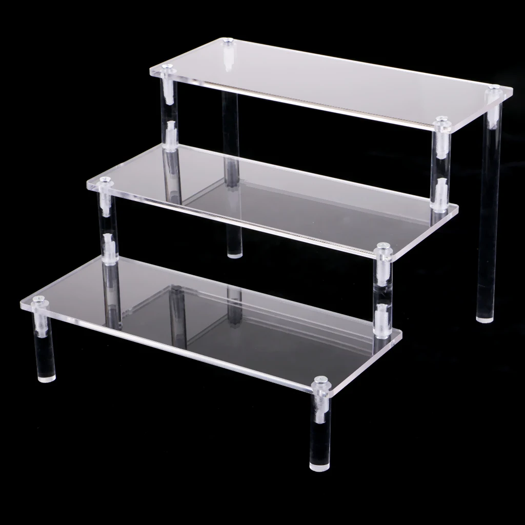 Acrylic Display Shelf Removable Rack 3-Tier Display Stand Figures Accessory 