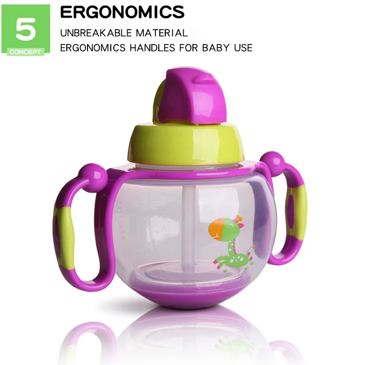 1 pcs of rolling cup trainging water bottle for infant baby purple and blue color (7)