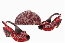 Shoes and Bag Set African Sets Red Color African Shoe and Bag Set for Party In Women Nigerian Shoes and Bag Set