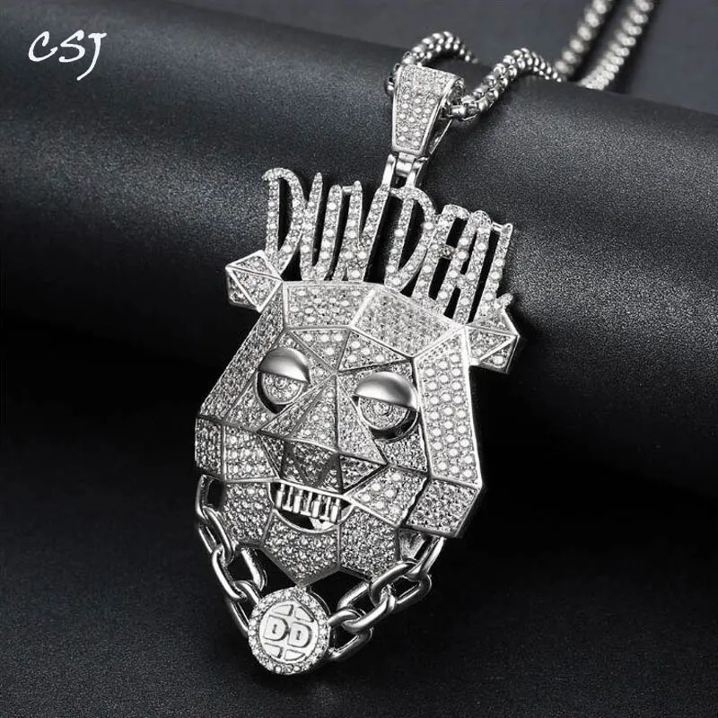 

CSJ Hip Hop Necklace Pendant Lion Head Bling Bling Iced Out CZ Pendant Gold Silver Color Charm HipHop/Punk Men Jewelry