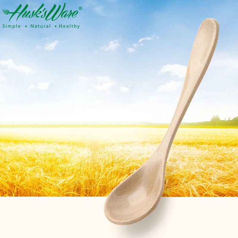 

HUSK'S WARE Natural Rice Husk Long Handled Coffee Stirring Spoon Table Dinner Soup Scoop Ladle Honey Tea Spoon Kitchen Utensils