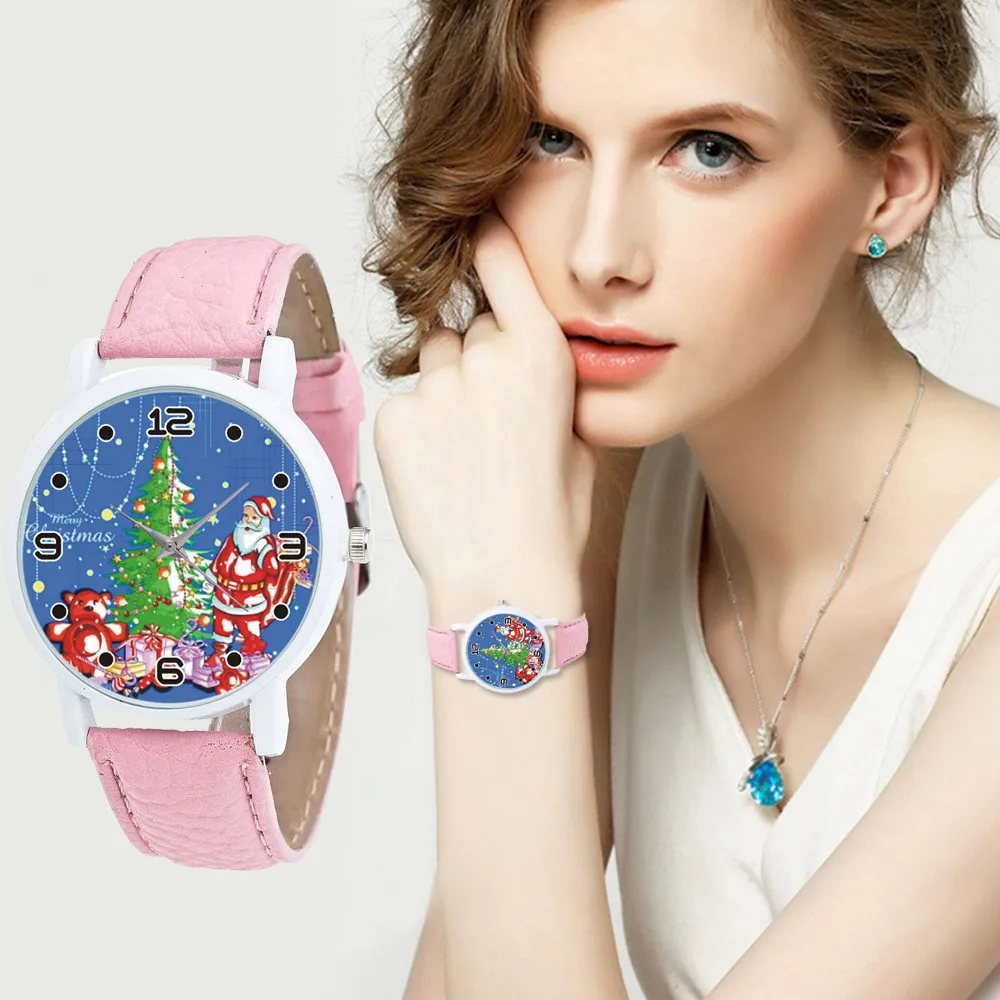 

women watches Watch Christmas Diamond Leather Band Analog Quartz Vogue Wrist Watches Gift reloj de pulsera para mujer#A20