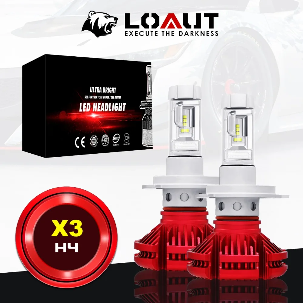 

LOAUT H4 LED Light Car Headlight X3 High Power Upgrade 120W 12000lm Running Light 24V 3000K 6000K 8000K CSP Car Styling