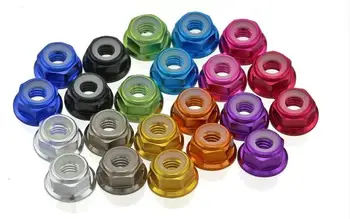 

4pcs M4 M5 colourful aluminum alloy flange nut nylon ring flange hex screw lock bolt and nuts