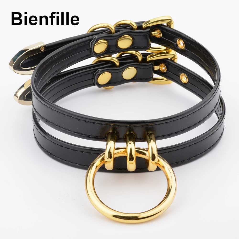 Classic Caged Frame Collar Hand Crafted PU Leather Cut Out Frame Choker Gothic Silver Gold Metal O Round Shape Necklace Women Classic Caged Frame Collar Hand Crafted PU Leather Cut Out Frame Choker Gothic Silver Gold Metal O Round Shape Necklace Women