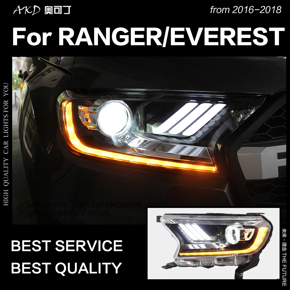  AKD Car Styling for Ford Everest Ranger Headlights 2016-2018 Dynamic Turn Signal LED Headlight DRL  - 32884760930