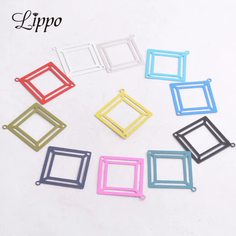 

50pcs AB4324 30*32mm Square Charms Brass DIY Pendant
