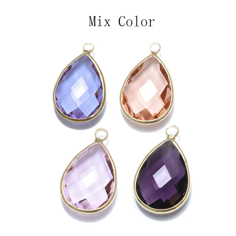 Mix Color 3 4 шт. 17*11 мм покрытие золото KC капли воды [Шарм-подвеска из страз для женщин DIY серьги браслеты ожерелье ювелирные аксессуары - Окраска металла: Mix Color 3