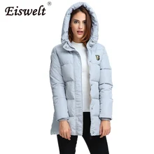EISWELT 2017 New Fashion Long Winter Jacket Women Slim Female Coat Thicken Parka Cotton Clothing Red Clothing Hooded Student
