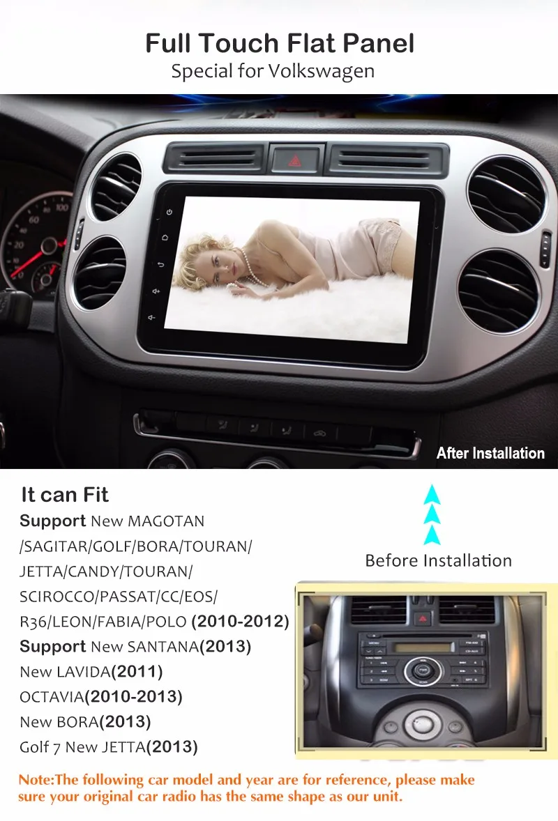 car model no. and installation effect