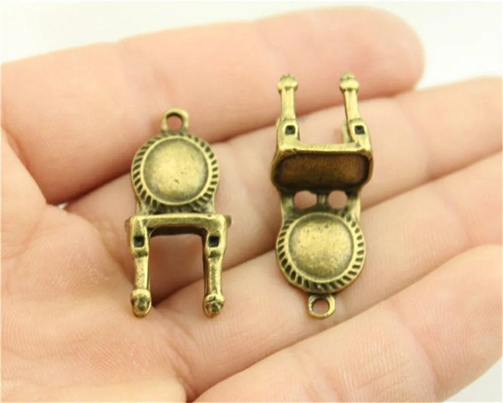 WYSIWYG 4pcs 30x14x14mm Vintage Chair Pendants Charm For Jewelry Making Antique Bronze Color 3D Chair Pendants Charm 3D Chair