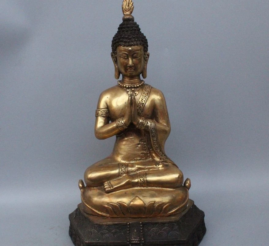 

16" Tibet Tibetan Buddhism Bronze Seat Thailand Ayutthaya Maitreya Buddha Statue