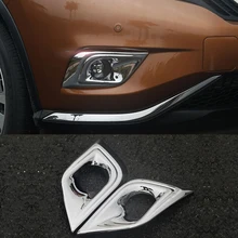 For Nissan Murano 2015 2016 2017 2018 Car Body Head Front Fog Light Lamp Frame Stick Styling ABS Chrome Cover Trim 2 Pcs