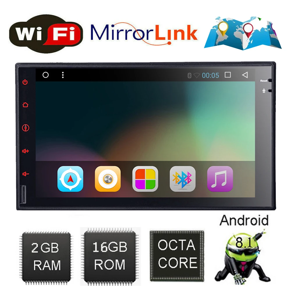 

2 Din Android 8.1 Car Radio 7 Inch Quad Core Car Multimedia Player Autoradio GPS Navigation Audio Player Support DAB DVR OBD BT
