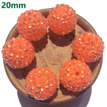 

Handmade Custom Bulk 12mm 14mm 16mm 18mm 20mm 22mm 24mm 26mm 28mm Resin AB Rhinestone Orange Halloween Ball Big Bubblegum Beads