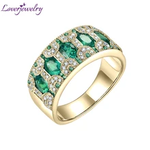 Rings For Women 18KT Yellow Gold Natural 1.4Ct Emerald Ruby Sapphire Genuine Diamonds Party Anniversary Ring Bands Gift Jewelry