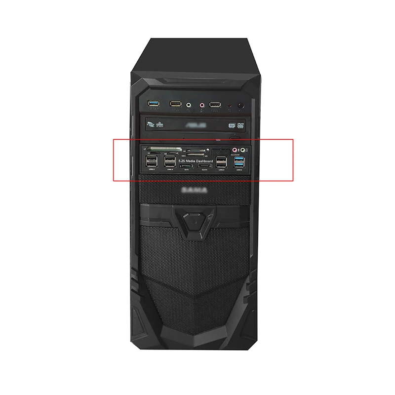 Мульти-funtion 5,25 дюймов медиа приборная панель картридер USB 2,0/3,0 20 pin e-SATA Передняя панель для ПК рабочего стола