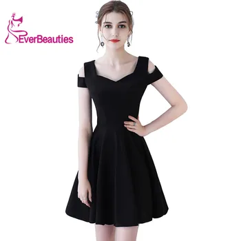 

Evening Dress Satin V Neck Prom Gowns Black Bride Banquet Formal Party Dresses Simple Evening Gowns Robe De Soiree