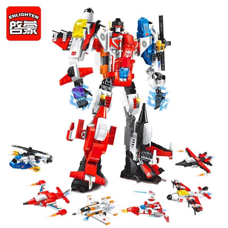 

ENLIGHTEN 1405 Mecha 6 In 1 Transform Robot Building Blocks Brick Set Compatible LegoIN Technic Playmobil Toys For Children