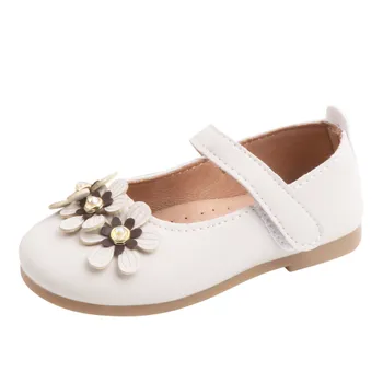 

SZYADEOU Kids Baby Summer Sandals For Girls Single Shoes Rubber Leather Princess Beach Flower Pearls Sandals סנדלים בנות L4