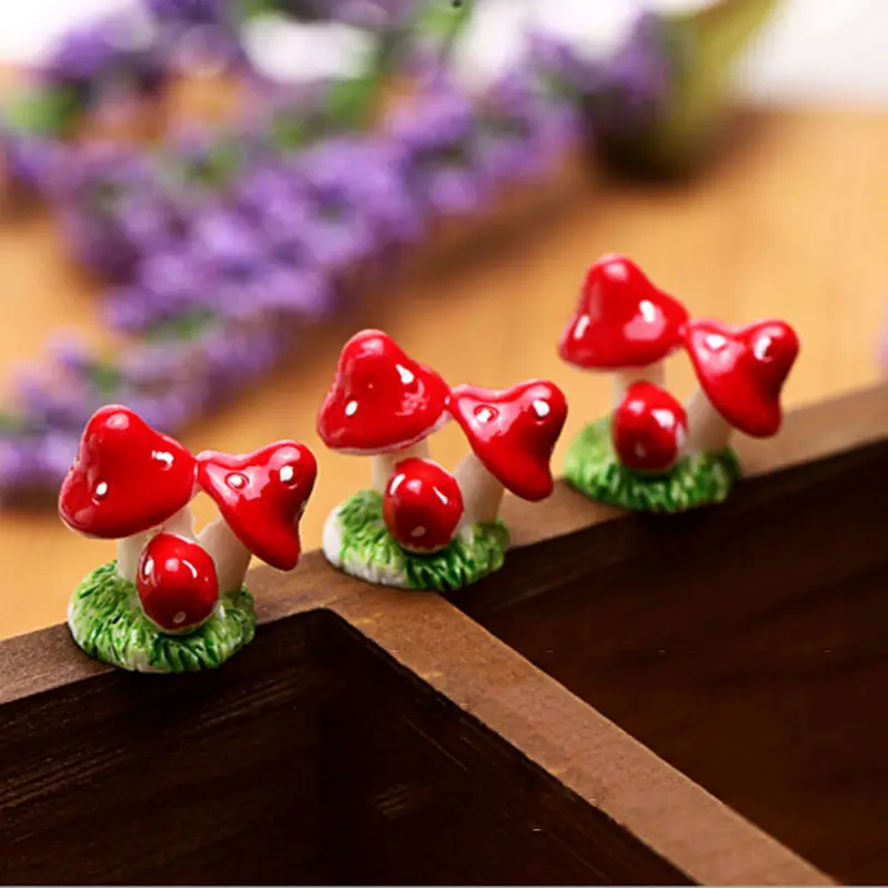 10 шт. мини красный гриб садовое украшение миниатюрное горшки для растений фея DIY кукольный домик