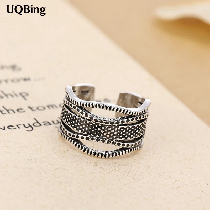 

New Arrivals Retro Multi Layer Personalized Thai Silver Open Rings 925 Sterling Silver Rings For Girl Women Gift Jewelry