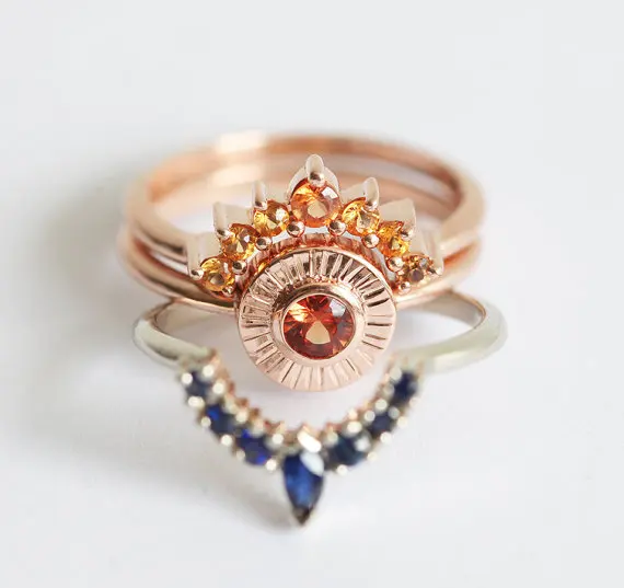 

Fashion Designer Women Folding Ring 3 Layers Men Ring Trendy Cute Sparkling Unisex Ring