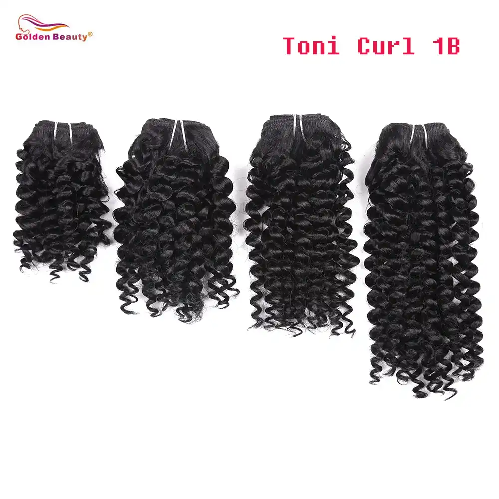 8 14inch Curly Hair Bundles Heat Resistant Synthetic Weaves Sew In Hair Extensions Short Curly Weave 4pcs Pack Golden Beauty Aliexpress