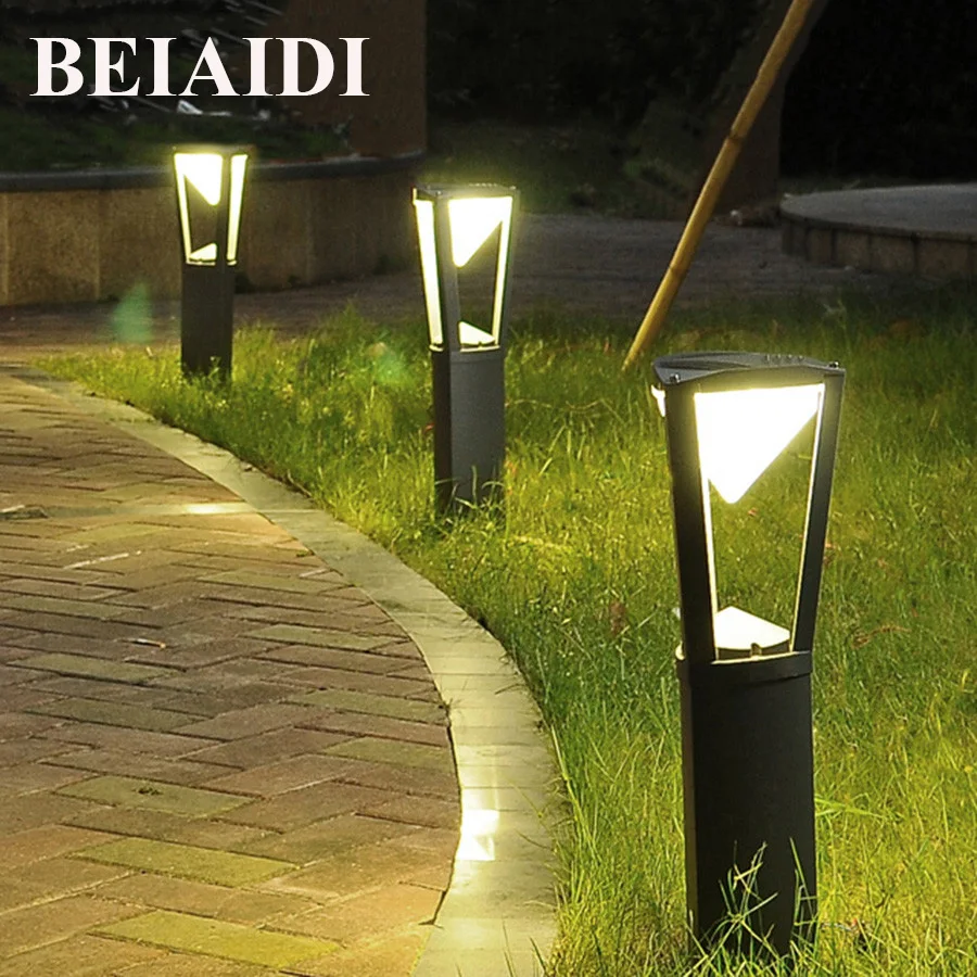 

BEIAIDI Outdoor Stand Pole Column LED Lawn Light 10W Die Cast Aluminum Garden Patio Lawn Lamp Waterproof Villa Garden Park Light