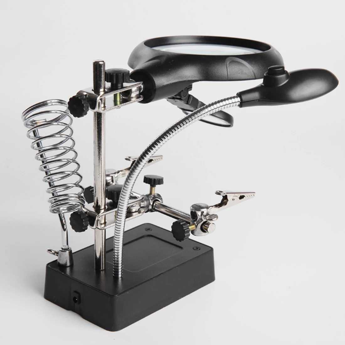 Beste Lassen Vergrootglas 5 Led Licht 2.5X 7.5X 10X Lens Extra Clip Loupe Desktop Vergrootglas Derde Hand Solderen Repair Tool