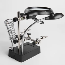 New Magnifying Glass With Auxiliary Clip Repair Dedicated Desktop Magnifier With Led Light Helping Third hand Soldering Lntes