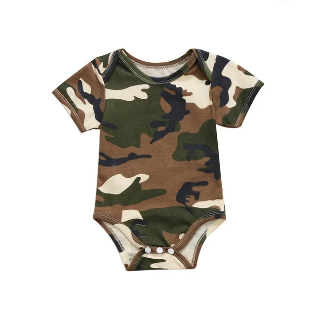 Infant Baby Boys Girls Camouflage Print Short Sleeve Bodysuit Clothes